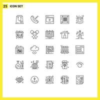 25 Creative Icons Modern Signs and Symbols of web grid phone design multimedia Editable Vector Design Elements