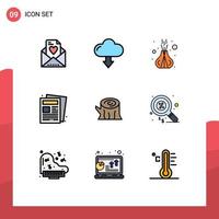 9 Creative Icons Modern Signs and Symbols of wooden log relax routine newspaper Editable Vector Design Elements