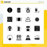 Collection of 16 Universal Solid Icons Icon Set for Web and Mobile vector