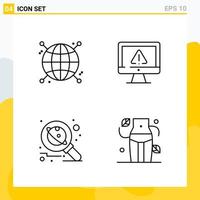 Collection of 4 Universal Line Icons Icon Set for Web and Mobile vector