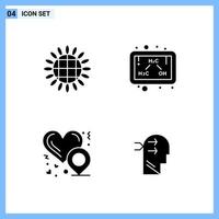 4 Icons Solid style Creative Glyph Symbols Black Solid Icon Sign Isolated on White Background vector