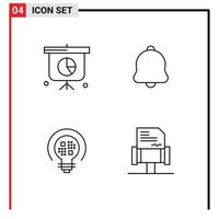 Stock Vector Icon Pack of 4 Line Signs and Symbols for business light alert sound book Editable Vector Design Elements