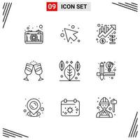 9 Icons Line Style Grid Based Creative Outline Symbols for Website Design Simple Line Icon Signs Isolated on White Background 9 Icon Set vector