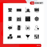 User Interface Pack of 16 Basic Solid Glyphs of chemistry book interface gdpr controller Editable Vector Design Elements