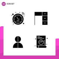 Glyph Icon set Pack of 4 Solid Icons isolated on White Background for responsive Website Design Print and Mobile Applications vector