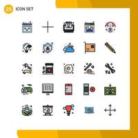 Modern Set of 25 Filled line Flat Colors Pictograph of insurance support code online business Editable Vector Design Elements