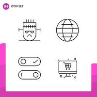 Outline Icon set Pack of 4 Line Icons isolated on White Background for responsive Website Design Print and Mobile Applications vector