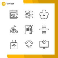 9 Icon Set Line Style Icon Pack Outline Symbols isolated on White Backgound for Responsive Website Designing vector