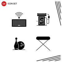 Collection of 4 Vector Icons in solid style Pixle Perfect Glyph Symbols for Web and Mobile Solid Icon Signs on White Background 4 Icons