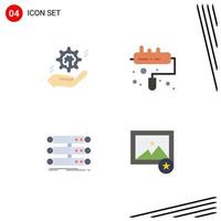 4 Thematic Vector Flat Icons and Editable Symbols of setting structure brain paint database Editable Vector Design Elements