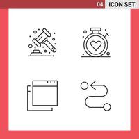 Group of 4 Filledline Flat Colors Signs and Symbols for auction windows banking hospital road Editable Vector Design Elements