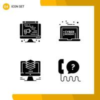 4 Icon Set Solid Style Icon Pack Glyph Symbols isolated on White Backgound for Responsive Website Designing vector