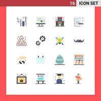 Pack of 16 Modern Flat Colors Signs and Symbols for Web Print Media such as road pen healthcare painting creative Editable Pack of Creative Vector Design Elements