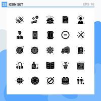 25 Universal Solid Glyphs Set for Web and Mobile Applications finance business industry document packages Editable Vector Design Elements