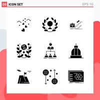 Collection of 9 Vector Icons in solid style Modern Glyph Symbols for Web and Mobile Solid Icon Sign Isolated on White Background 9 Icons