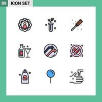 paquete de iconos de vector de stock de 9 signos y símbolos de línea para destornillador de vidrio de ciencia de botella de flecha elementos de diseño de vector editables