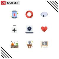 paquete de iconos de vector de stock de 9 signos y símbolos de línea para configurar elementos de diseño de vector editables de almohadilla de bloqueo de seguridad de cara de destino