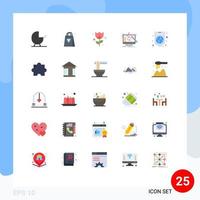 Modern Set of 25 Flat Colors Pictograph of protection global romance processing tools Editable Vector Design Elements