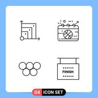 4 Line Black Icon Pack Outline Symbols for Mobile Apps isolated on white background 4 Icons Set vector