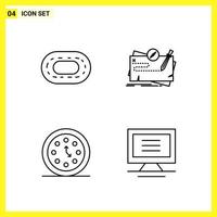 4 Icon Set Simple Line Symbols Outline Sign on White Background for Website Design Mobile Applications and Print Media vector