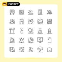 Line Pack of 25 Universal Symbols of business door money construction laboratory Editable Vector Design Elements