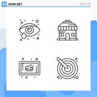 Modern 4 Line style icons Outline Symbols for general use Creative Line Icon Sign Isolated on White Background 4 Icons Pack vector