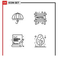 4 General Icons for website design print and mobile apps 4 Outline Symbols Signs Isolated on White Background 4 Icon Pack vector