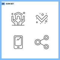 4 Icons Line style Creative Outline Symbols Black Line Icon Sign Isolated on White Background vector