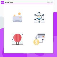 Modern Set of 4 Flat Icons and symbols such as cleaning balloon network people mountain Editable Vector Design Elements