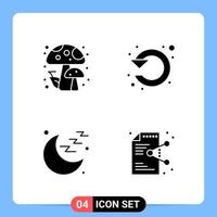 4 Solid Black Icon Pack Glyph Symbols for Mobile Apps isolated on white background 4 Icons Set vector