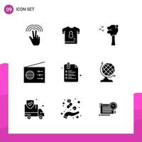 Glyph Icon set Pack of 9 Solid Icons isolated on White Background for responsive Website Design Print and Mobile Applications vector