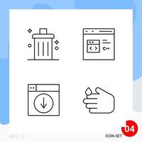 Modern Pack of 4 Icons Line Outline Symbols isolated on White Backgound for Website designing vector