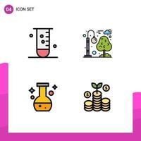 Universal Icon Symbols Group of 4 Modern Filledline Flat Colors of biology tube laboratory city lab Editable Vector Design Elements