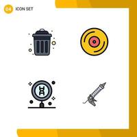 Stock Vector Icon Pack of 4 Line Signs and Symbols for dustbin laboratory recycle studio search Editable Vector Design Elements