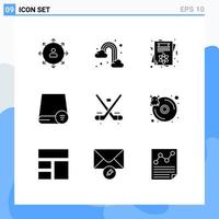 paquete de iconos de vector de stock de 9 signos y símbolos de línea para computadoras de disco arco iris invitar tarjeta día elementos de diseño de vector editables