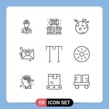 paquete de líneas vectoriales editables de 9 contornos simples de mayúsculas barra de mensajes espacio de la bandeja de entrada elementos de diseño vectorial editables vector