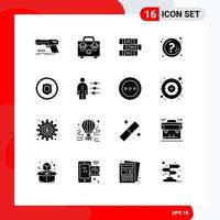 16 Universal Solid Glyph Signs Symbols of badge information education info mark Editable Vector Design Elements