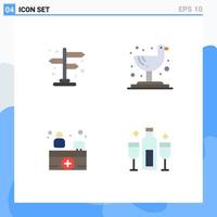 Set of 4 Commercial Flat Icons pack for city alcohol bird hospital reception celebration Editable Vector Design Elements