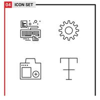 Set of 4 Modern UI Icons Symbols Signs for hands digital attach setting photograph Editable Vector Design Elements