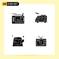 4 Creative Icons for Modern website design and responsive mobile apps 4 Glyph Symbols Signs on White Background 4 Icon Pack vector