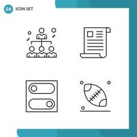 Vector Pack of 4 Outline Symbols Line Style Icon Set on White Background for Web and Mobile