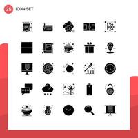 Pictogram Set of 25 Simple Solid Glyphs of field cancel banking close cloud Editable Vector Design Elements