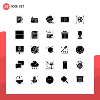 Pictogram Set of 25 Simple Solid Glyphs of field cancel banking close cloud Editable Vector Design Elements