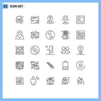 paquete de iconos vectoriales de stock de 25 signos y símbolos de línea para elementos de diseño vectorial editables de punto de bandera asiática de pascua de mapa vector