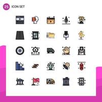 Universal Icon Symbols Group of 25 Modern Filled line Flat Colors of achievement thanks note feather video Editable Vector Design Elements