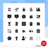 Modern Set of 25 Solid Glyphs and symbols such as mosque spa tea oil beauty Editable Vector Design Elements