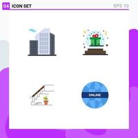 4 Thematic Vector Flat Icons and Editable Symbols of building stairs office christmas floor Editable Vector Design Elements