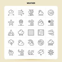 OutLine 25 Weather Icon set Vector Line Style Design Black Icons Set Linear pictogram pack Web and Mobile Business ideas design Vector Illustration