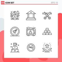 Collection of 9 Vector Icons in Line style Modern Outline Symbols for Web and Mobile Line Icon Sign Isolated on White Background 9 Icons