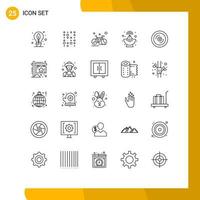 Set of 25 Modern UI Icons Symbols Signs for heart satellite bicycle radar race Editable Vector Design Elements